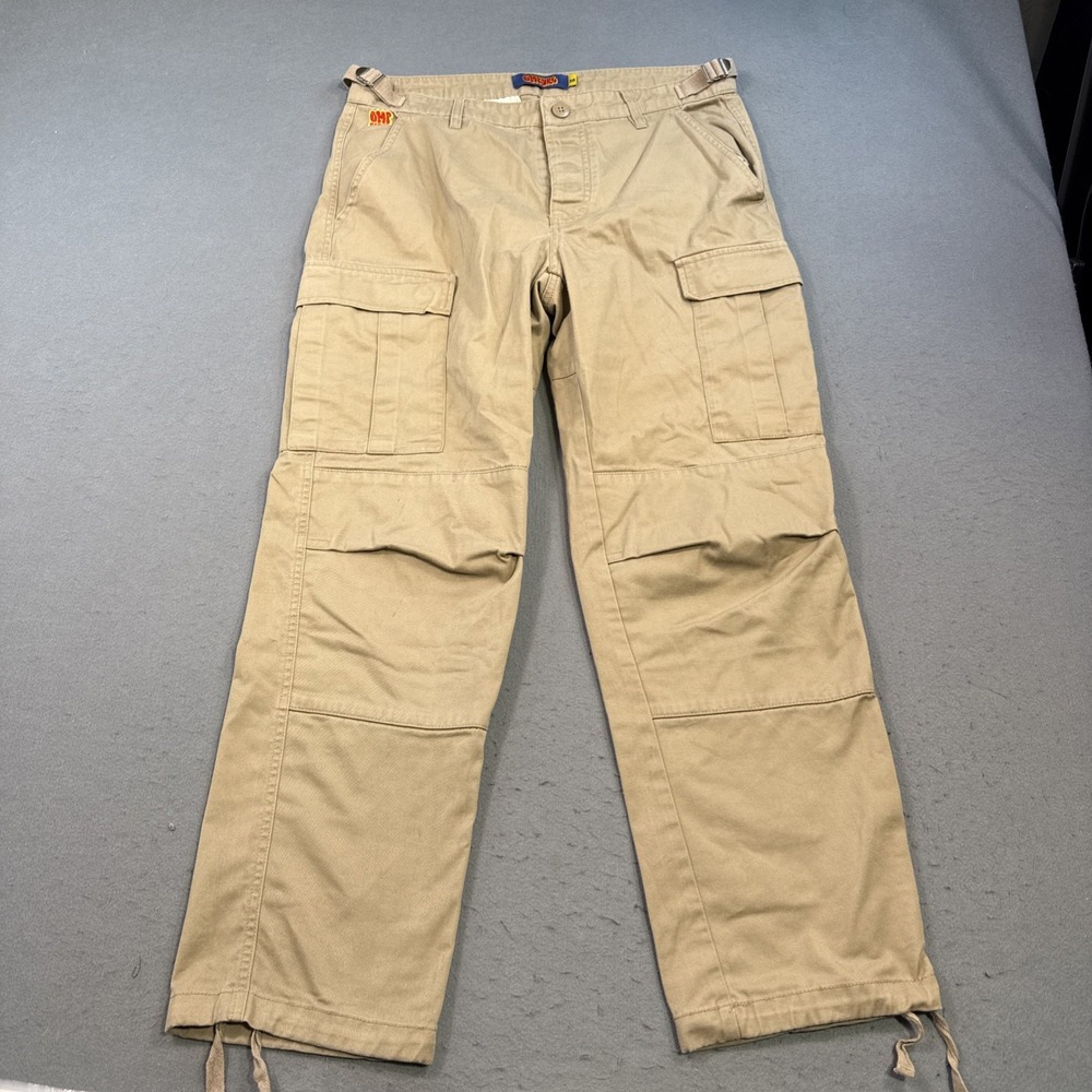 Empyre Cargo Pants Mens 30 TAN  Relax Fit Button Fly Canvas Skate ANKLE TIES